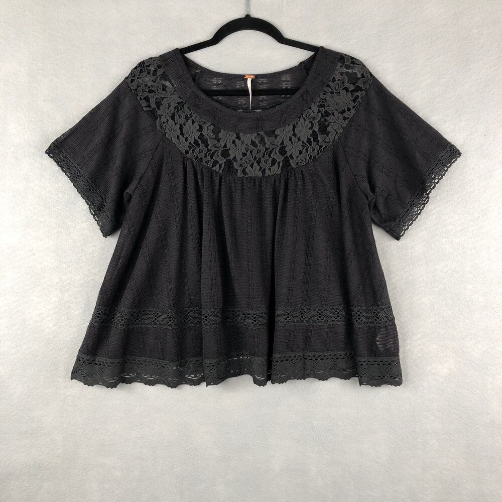 Free People Lace Top Women's Size XS/TP Black